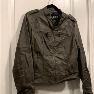 Dark Brown Faux Leather Jacket